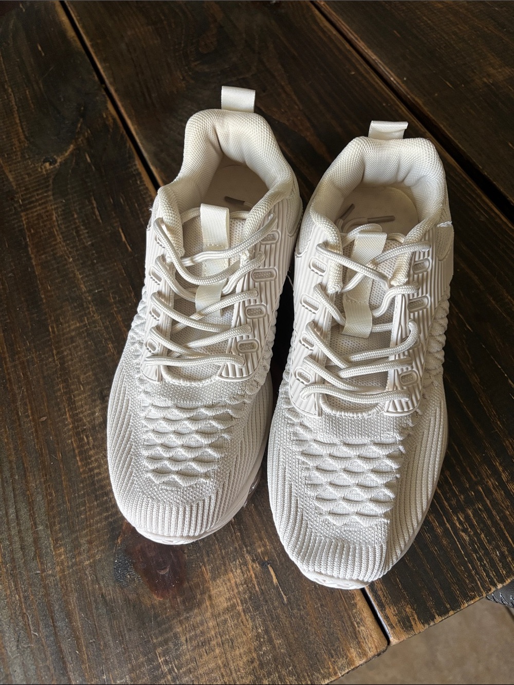 All-White Knit Athletic Sneakers